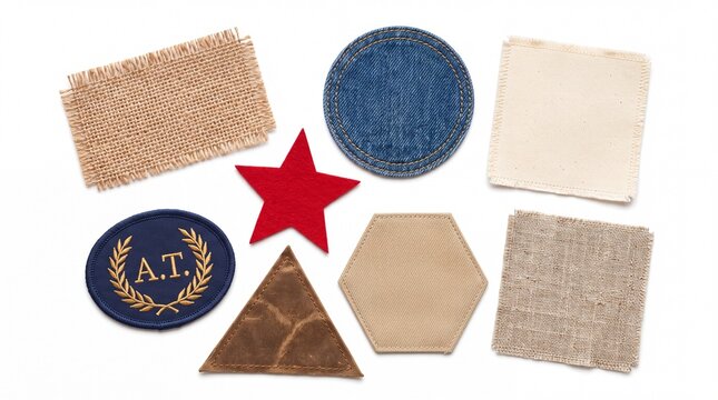 Set of colorful fabric patches and military badges