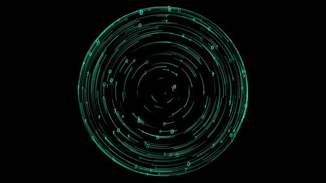Abstract green technology and circular wave ripples background with a spiral pattern