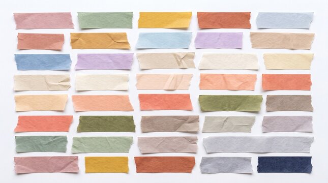 Set of colorful adhesive masking tape strips