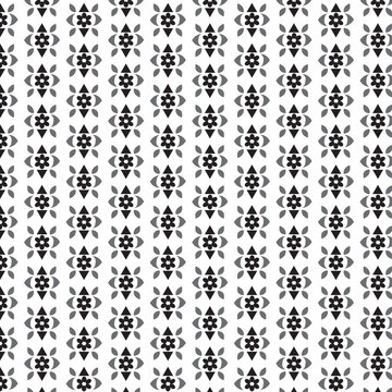Monochrome floral geometry seamless pattern in black gray and white