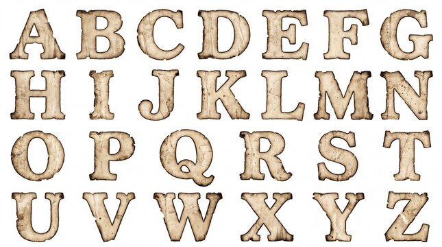 Alphabet set with green and orange checkered pattern