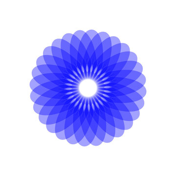 Blue geometric dahlia flower spirograph on transparent PNG
