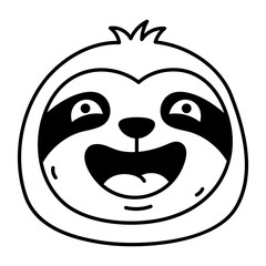 Fototapeta premium Cheerful sloth face laughing with a broad open smile.