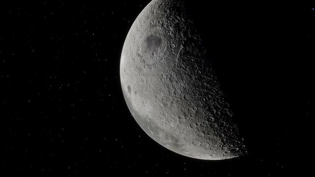 Time lapse animation of Moon with a perspective from distant observer seen the rotation of the Moon.