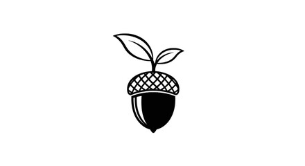 Minimalist acorn nut with small leaves for nature design © Obral