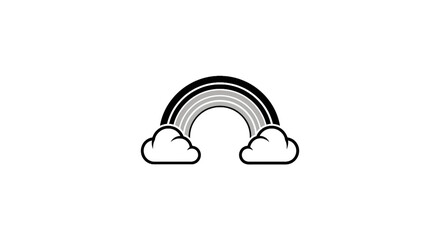 Obraz premium Simple rainbow and clouds line art icon