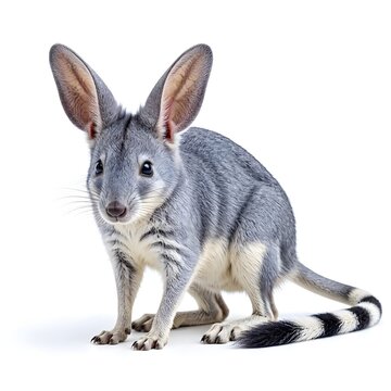 Greater Bilby Large Eared Marsupial Isolated on White Background Australian Endangered Wildlife Concept