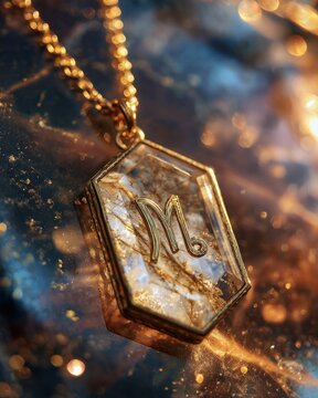 Golden pendant necklace with initial