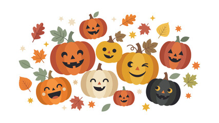 Fototapeta premium Group of children dressed in cute Halloween costumes standing outdoors in autumn.