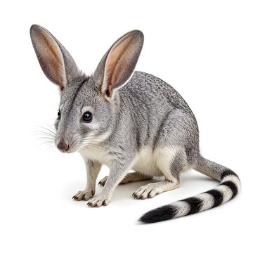 Ring Tailed Bilby Macrotis lagotis Australian Marsupial Isolated on White Background Cute Wild Animal Full Body Studio Shot