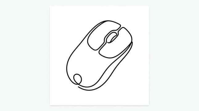 Minimalist wireless computer mouse line icon.
