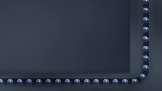 Mirror Bead Race Indexing Along An L Shaped Groove Border With Copy Space Seamless Loop in cool navy tones