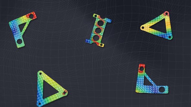 Finite Element Analysis Von Mises Stress Contour On Deforming Bracket Meshes Seamless Loop in vibrant charcoal tones