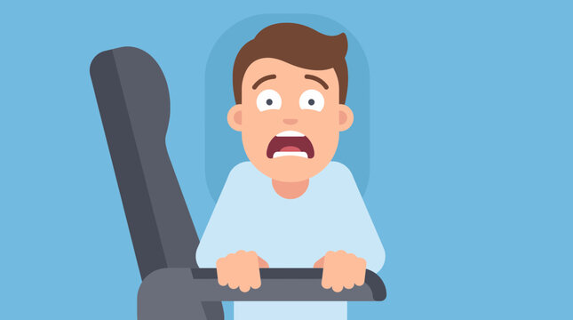 Terrified Passenger Gripping Airplane Armrest