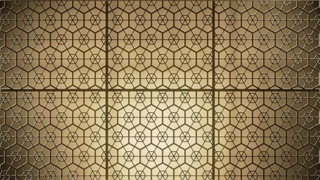 Japanese Kumiko Wood Lattice Backlit Shoji Screen Asanoha Pattern Seamless Loop in cool cypress tones