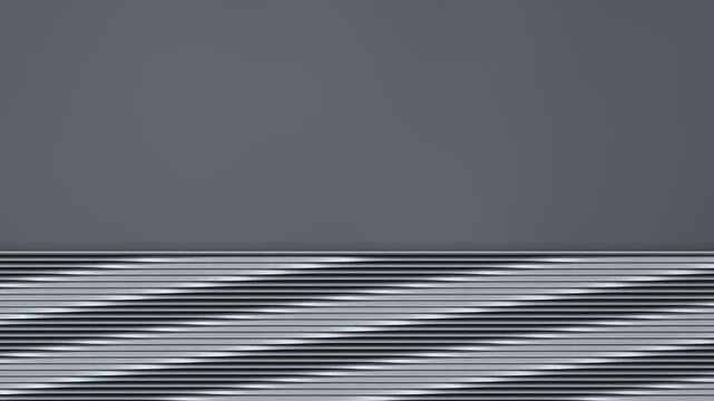 Minimal Aluminium Louvre Wall With Tilting Fins And Large Empty Copy Space Above, Seamless Loop Background in bright slate tones