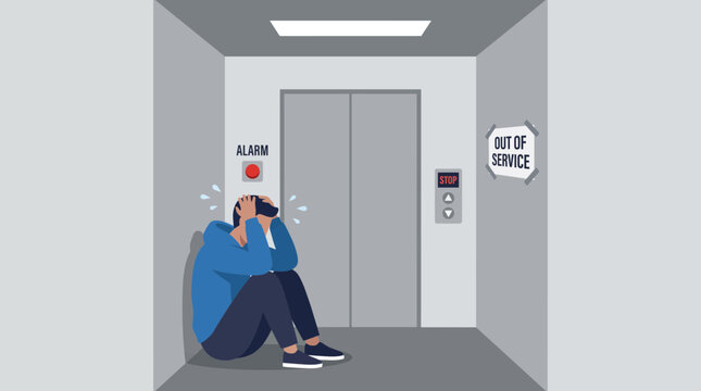 Person Trapped In Elevator Panic Attack