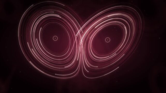Lorenz Strange Attractor Butterfly Weaving Through 3D Phase Space seamless loop in subtle crimson tones