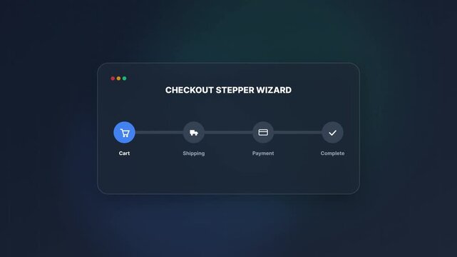 Multi Step Checkout Wizard UI Animation for E Commerce and Online Shopping