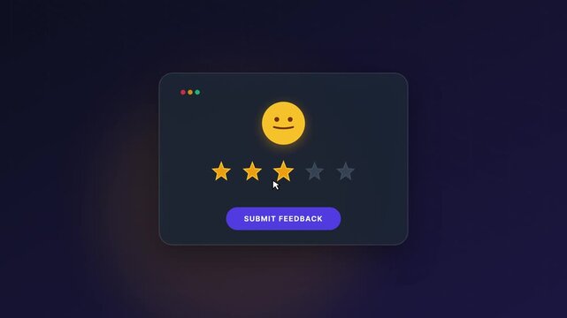 Interactive Customer Feedback Rating Interface with Emoji and Five Stars