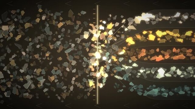 Abstract Recycling Sorting Line Material Fragments Separating Into Sorted Streams Seamless Loop in calm cream tones