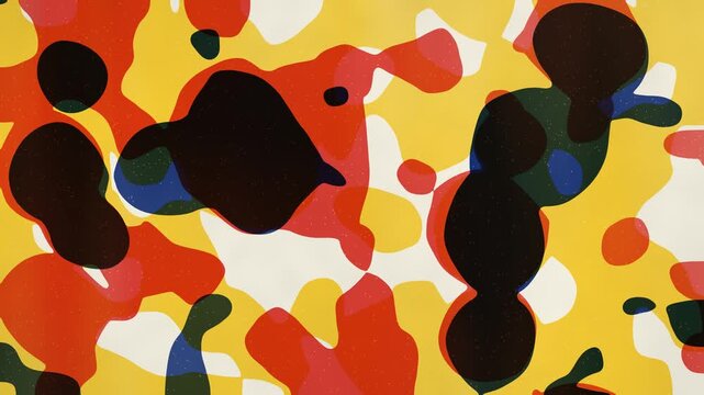 Risograph Screenprint Misregistration Seamless Loop, Flat Spot Color Overprint on Paper in bright yellow tones