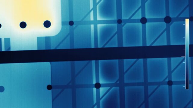 Thermal Camera Infrared View of Heat Spreading Through a Lattice Heat Sink Structure, Seamless Loop in vibrant navy tones