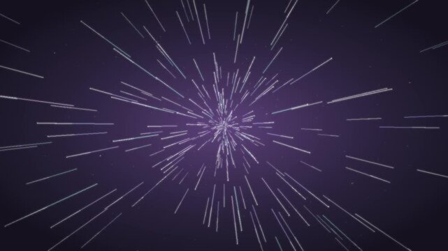 Warp speed hyperspace starfield flight seamless loop in soft violet tones