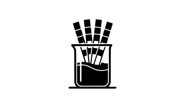 pH test strips in beaker vector icon illustration