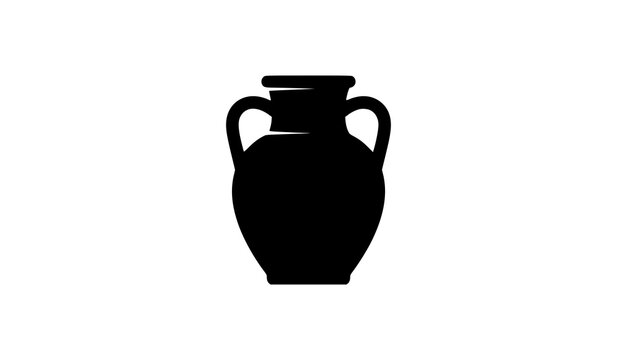Ancient amphora vase vector silhouette isolated on white background