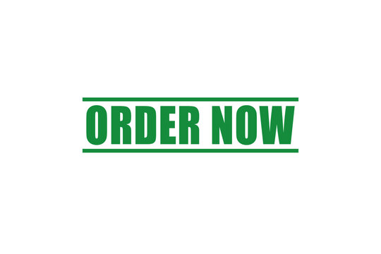 Green neon order now text button isolated on black background