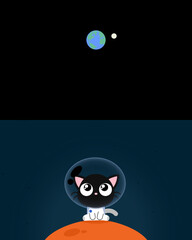 Astronaut Cat - Sitting on Mars (looking at Earth) © Alvaro