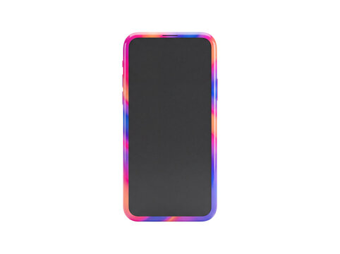 Modern smartphone with colorful border frame on white background isolated on transparent background