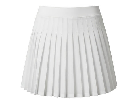 Short white pleated tennis skirt for women isolated on white background isolated on transparent background