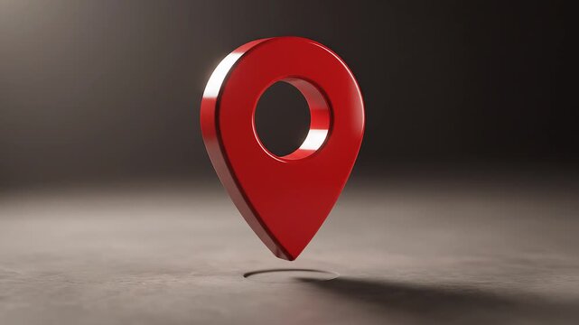 Glossy Red 3D Map Pointer Icon Representing Navigation and Geographic Location Pinning