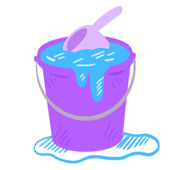 handdrawn buvket of water with dipper illustration © Mommidhi