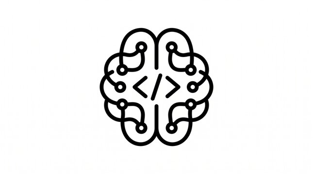 AI Coding Brain Icon &ndash; Artificial Intelligence Programming Vector