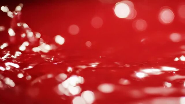 Abstract red liquid surface with ripples and light reflections