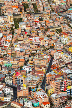 Colorful houses stacked on a La Paz hillside, Bolivia