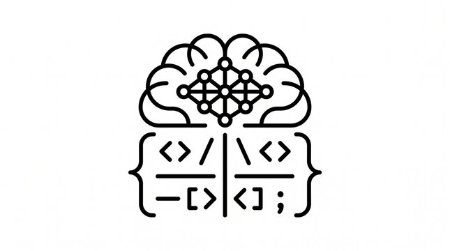 AI Neural Network Coding Icon &ndash; Machine Learning Programming Vector