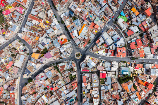 Roundabout and streets of La Paz from directly above, Bolivia