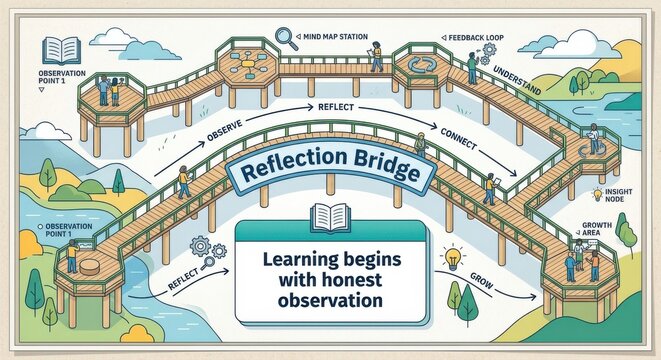 The Reflection Bridge: A Visual Metaphor for Learning and Observation with Interactive Stations