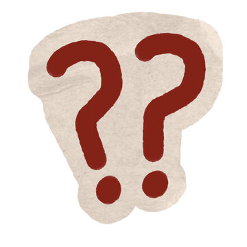 Cute Question Mark Sticker On Note Pad. wo red hand-drawn question mark stickers for asking questions, recording doubts, or marking curiosity in diaries.