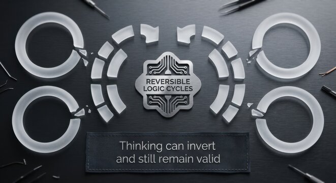Reversible Logic Cycles Symbol with Frosted Glass Fragments
