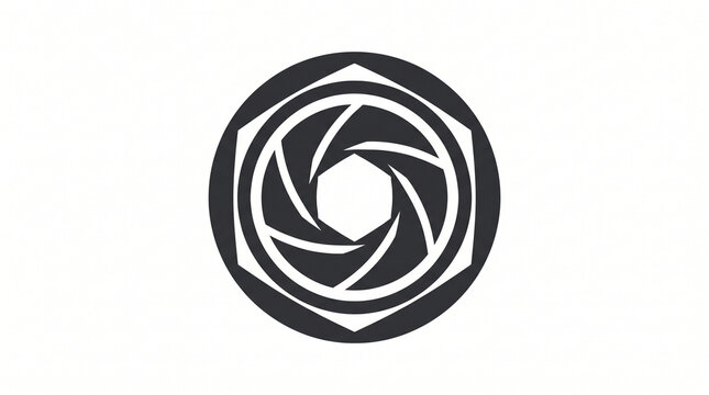 Minimalist hexagonal aperture symbol representing photographic precision and modern creative design visual identity graphic element with within geometric hexagonal