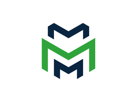 M triple modern corporate monogram logo