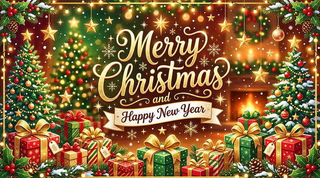 Merry christmas festive holiday greeting card