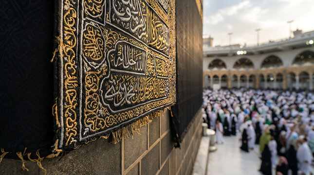 People praying inside grand mosque with ornate walls