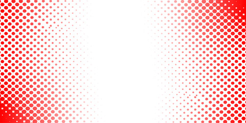 Red halftone pattern background, vibrant pop art dots on white, retro comic book gradient texture, modern graphic design element © Masum Mia