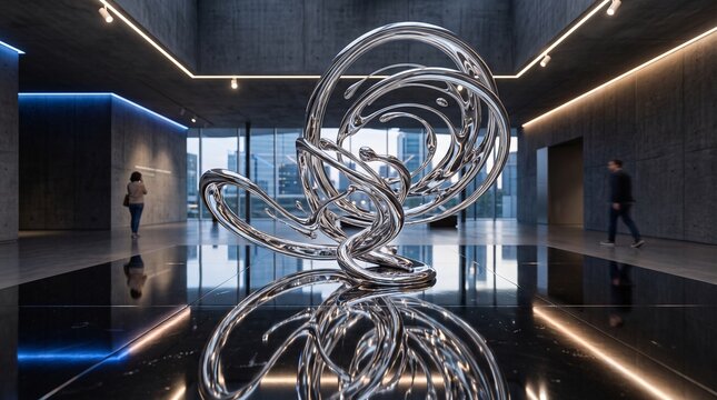 Chrome liquid sculpture